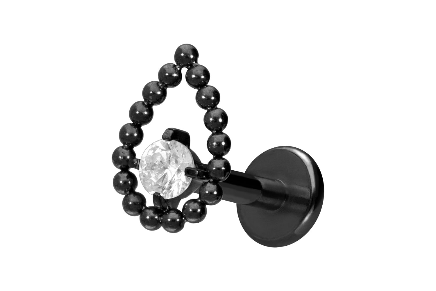 Titan Labret Piercing mit Innengewinde TROPFEN + KRISTALL